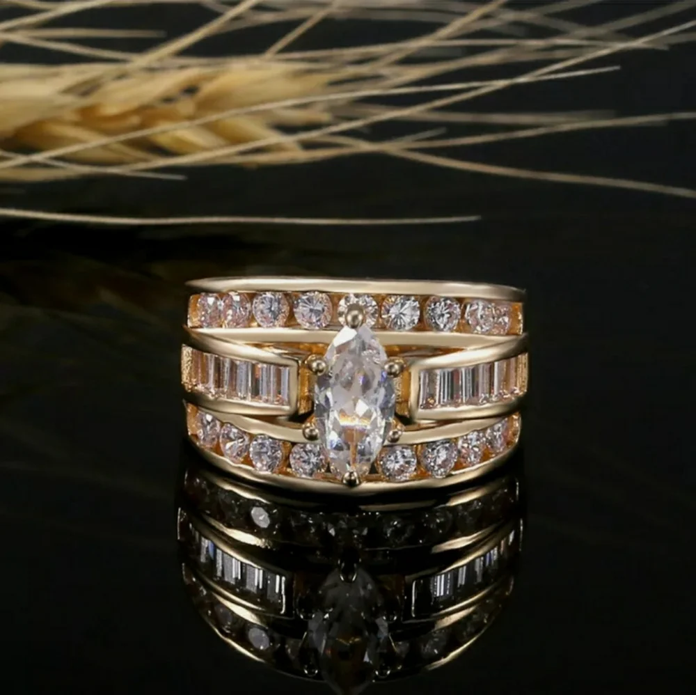 FINAL SALE Gold Plt. White Sapphire Lab Simulated Diamond Ring - Picture 2 of 4